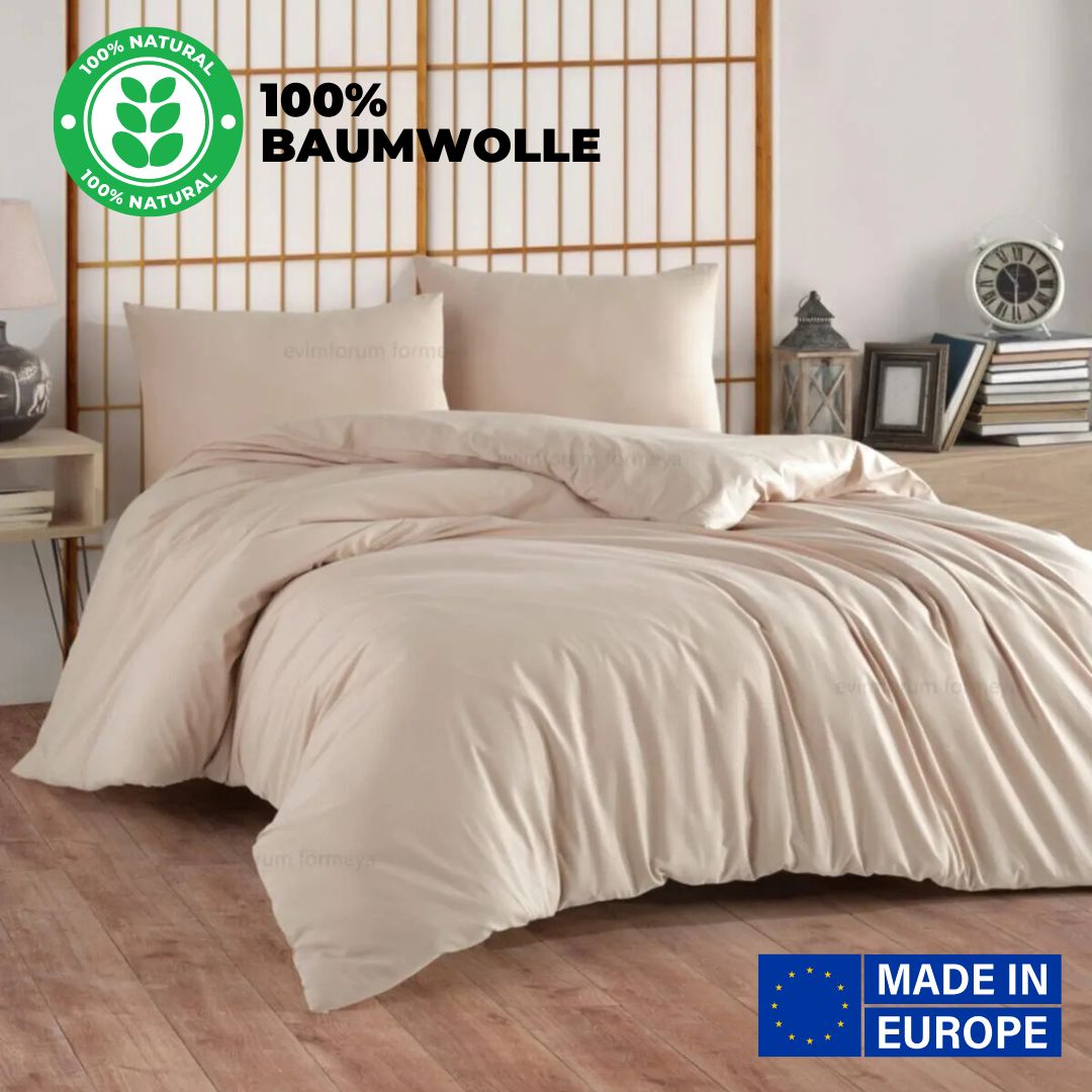 Premium Bettwäsche Set aus 100% Baumwolle Renforcé (Naturfaser) & Kissenbezug