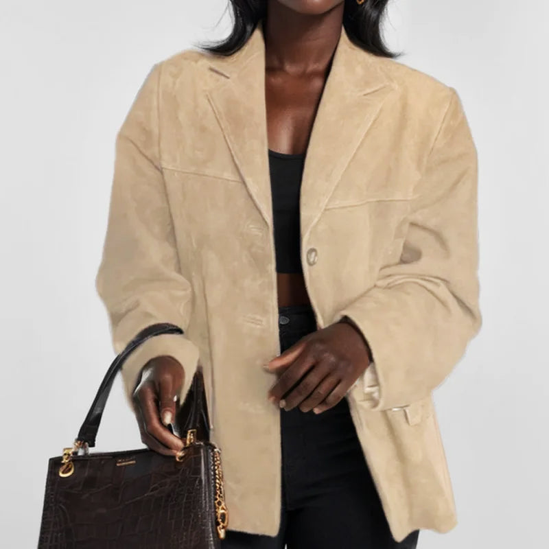 Nuana | Damen Urban Style Locker Sitzende Lederjacke