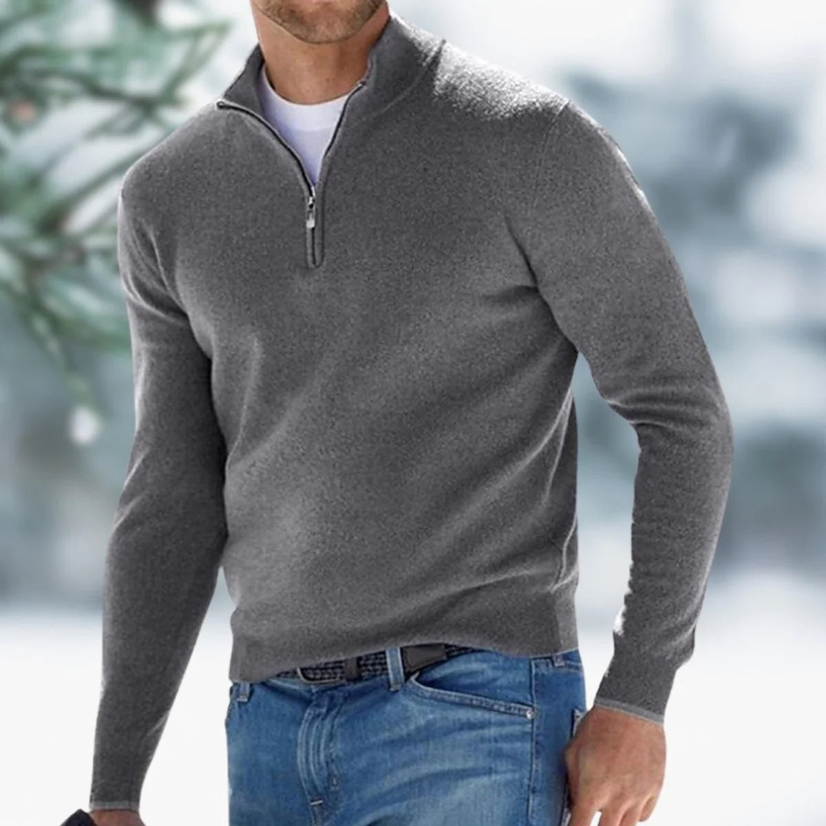 Alexander | Herren Feinstrick Pullover Viertelreißverschluss Knit Sweater