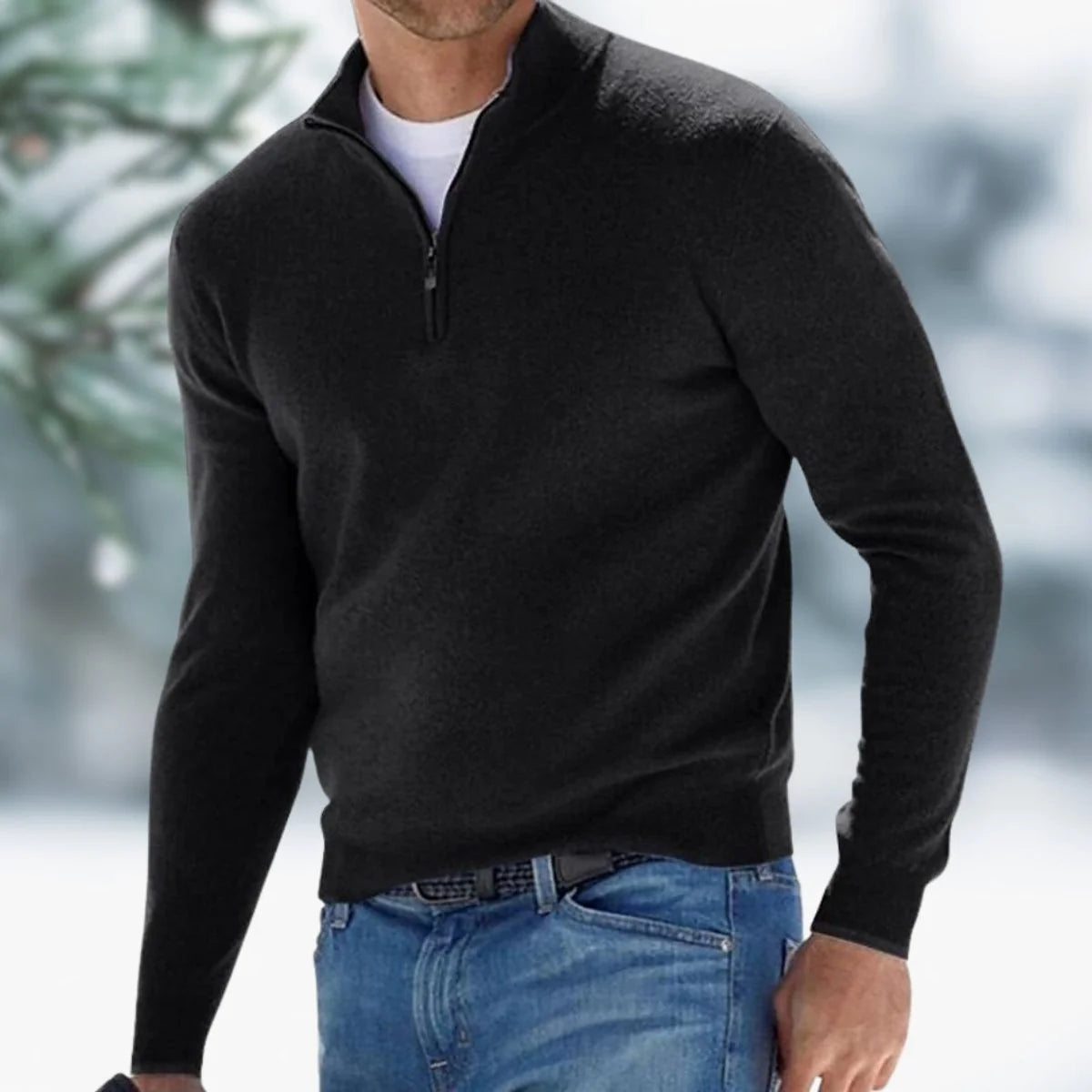 Alexander | Herren Feinstrick Pullover Viertelreißverschluss Knit Sweater
