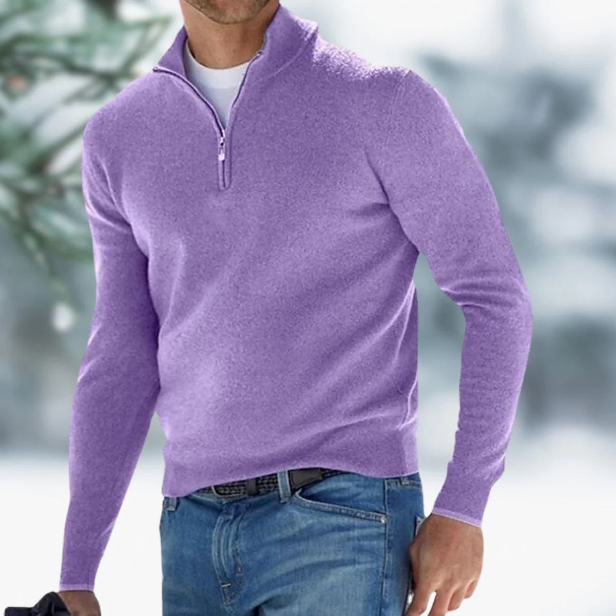 Alexander | Herren Feinstrick Pullover Viertelreißverschluss Knit Sweater