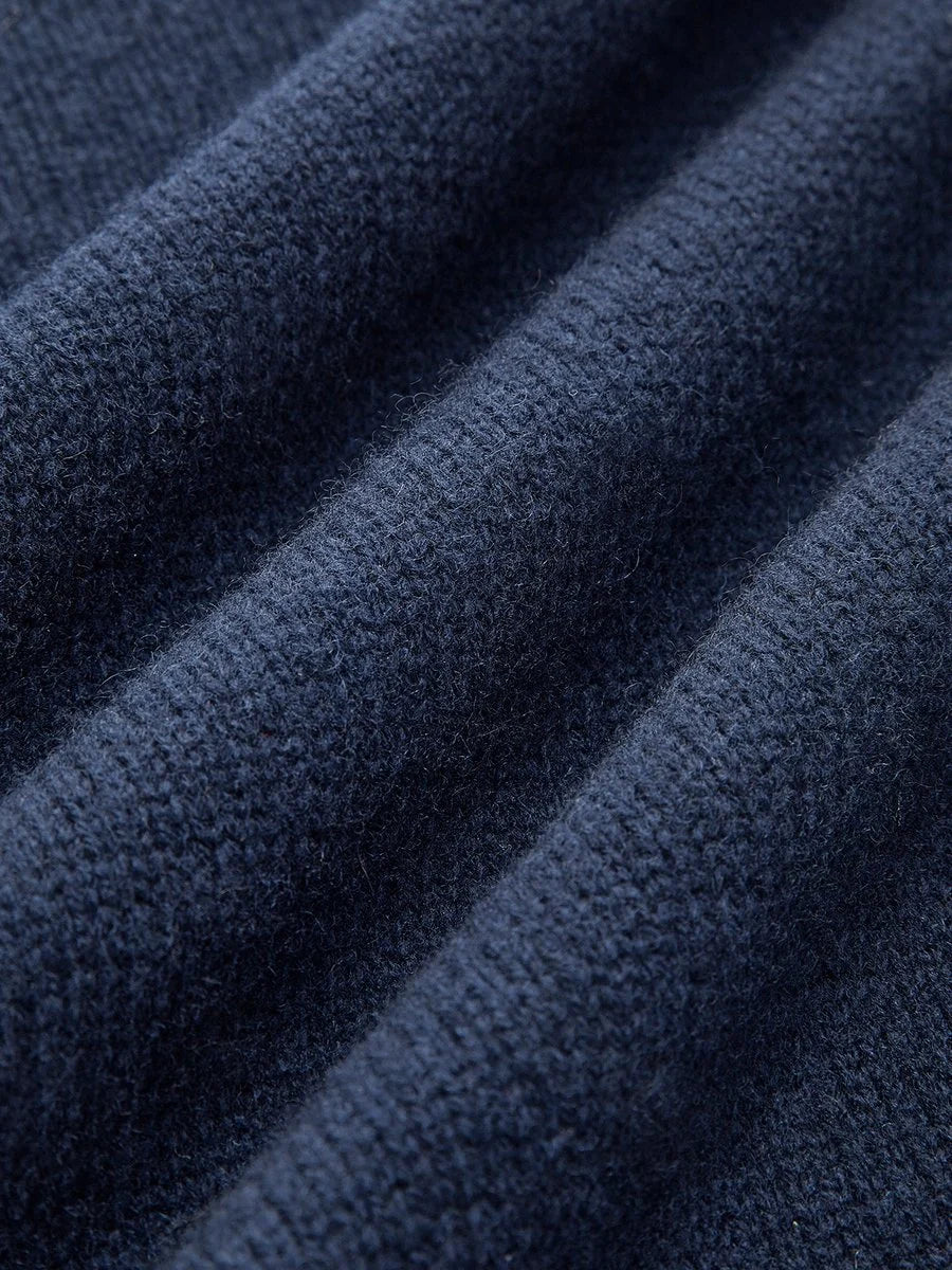 Amelie | Damen 2-in-1 Strick-Sweater mit Denim-Kragen und Metallknöpfen