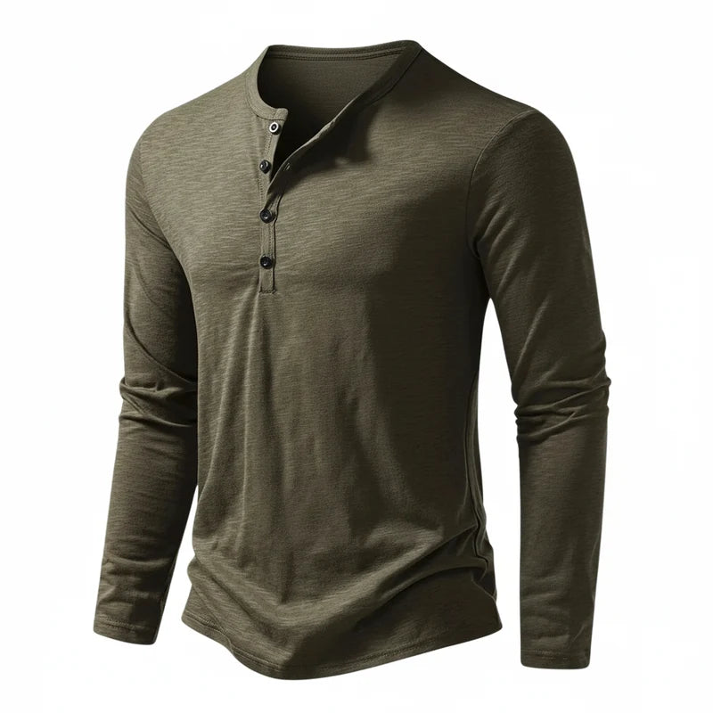 Benjamin | Herren Henley Langarmoberteil mit Knopfleiste am Kragen