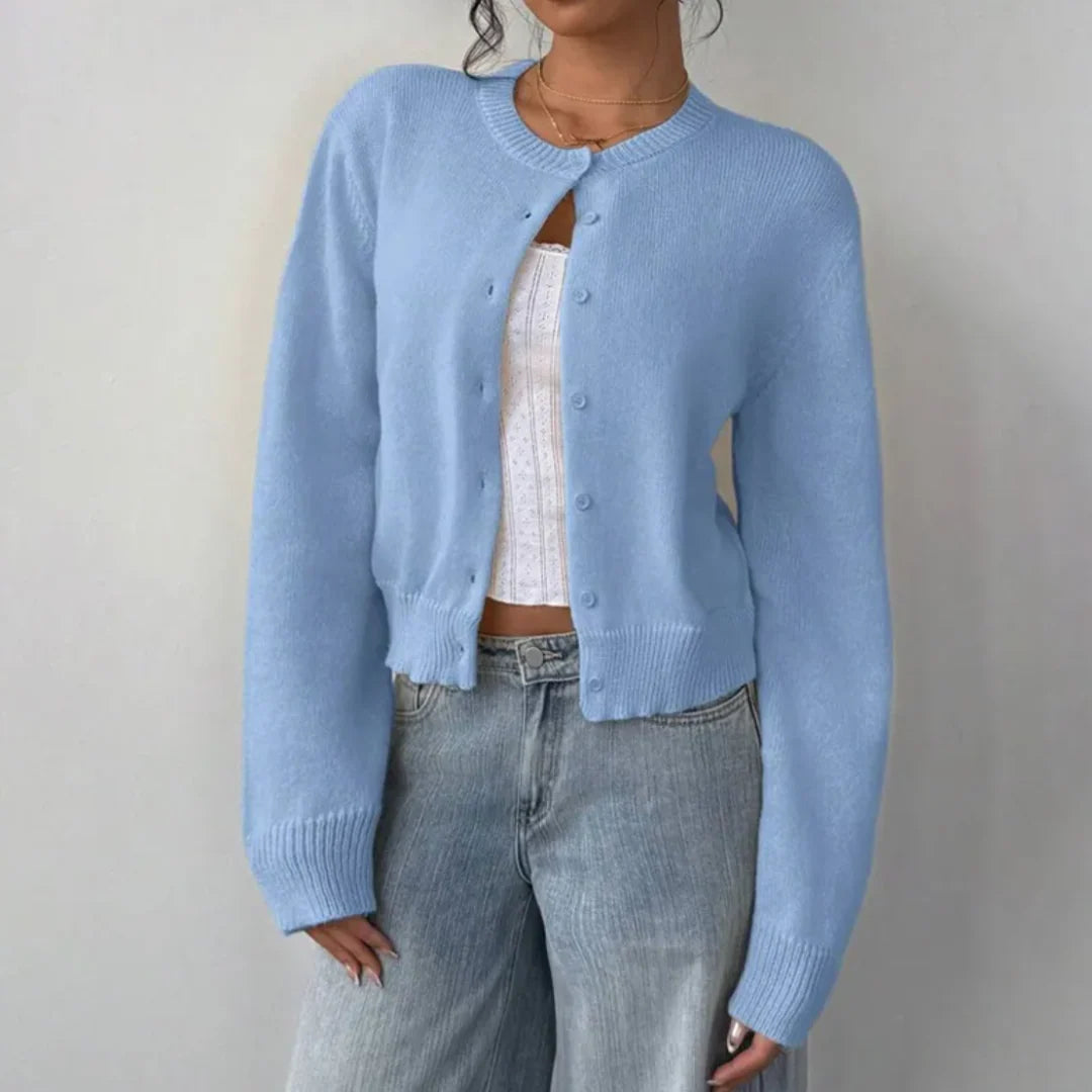 Bettina | Damen Frühlings Cardigan Mit Kragen Und Knöpfen