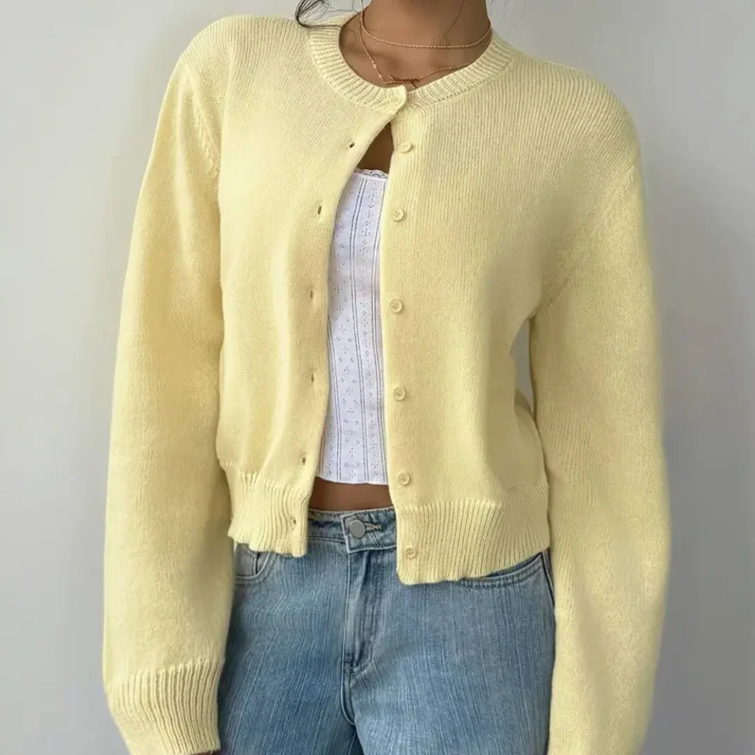 Bettina | Damen Frühlings Cardigan Mit Kragen Und Knöpfen