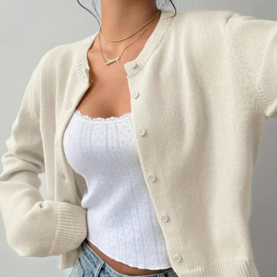 Bettina | Damen Frühlings Cardigan Mit Kragen Und Knöpfen