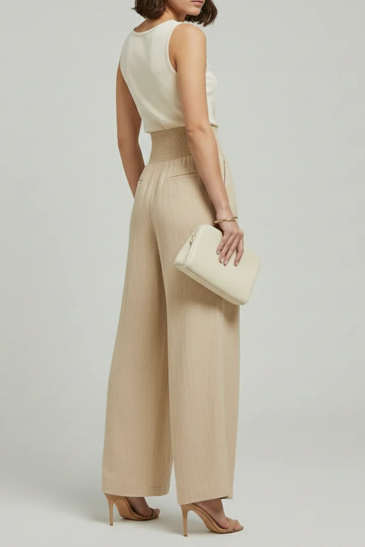 Carolin | Damen Palazzohose mit Hoher Taille und Falten