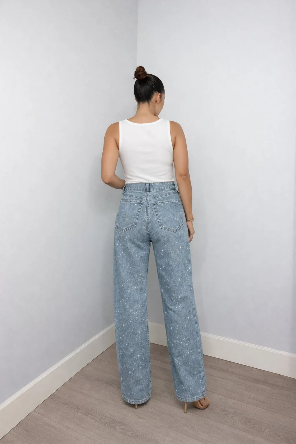 Charlotte | Damen High-Waist Straight-Leg Glitzer-Jeans
