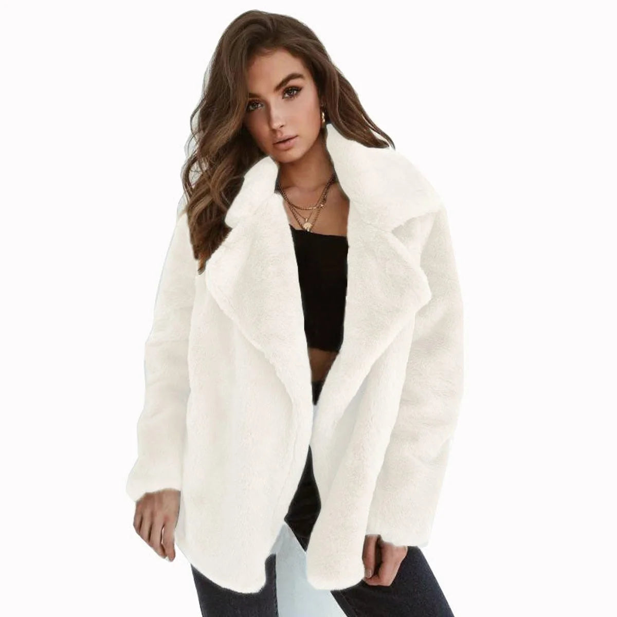 Charlotte | Kunstpelzmantel Damen Flauschiger Oversized Kurzmantel Kunstfell