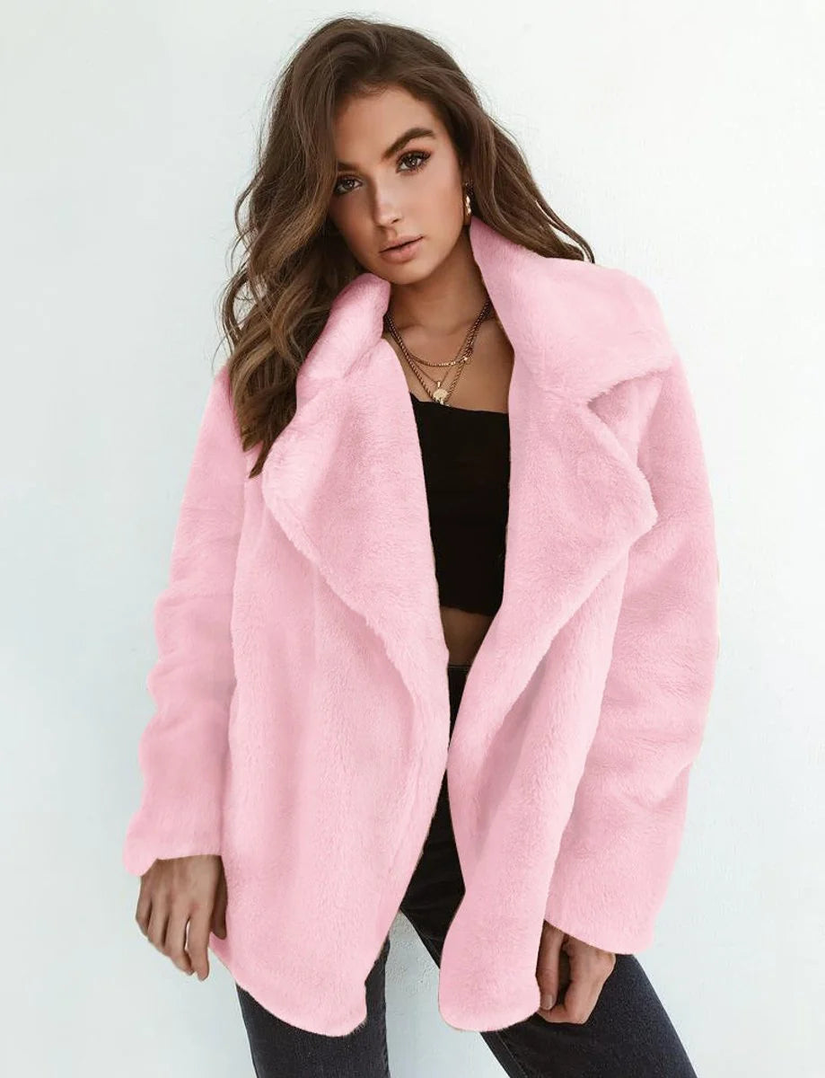 Charlotte | Kunstpelzmantel Damen Flauschiger Oversized Kurzmantel Kunstfell