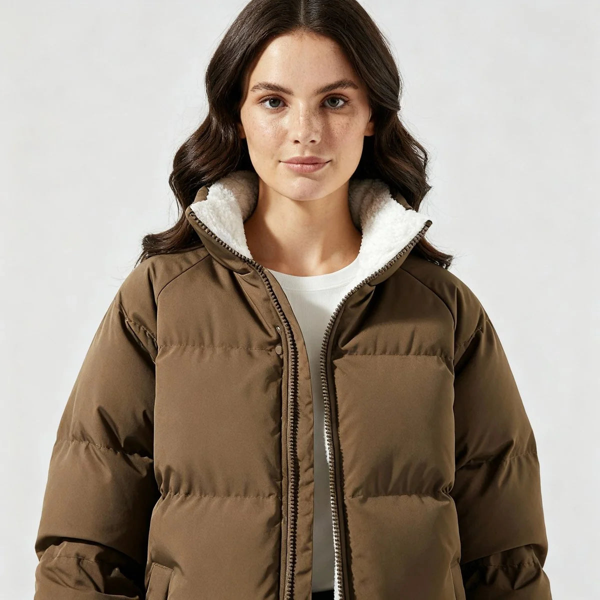 Charlotte | Winterjacke Damen Fleecegefütterte Kapuzen-Pufferjacke