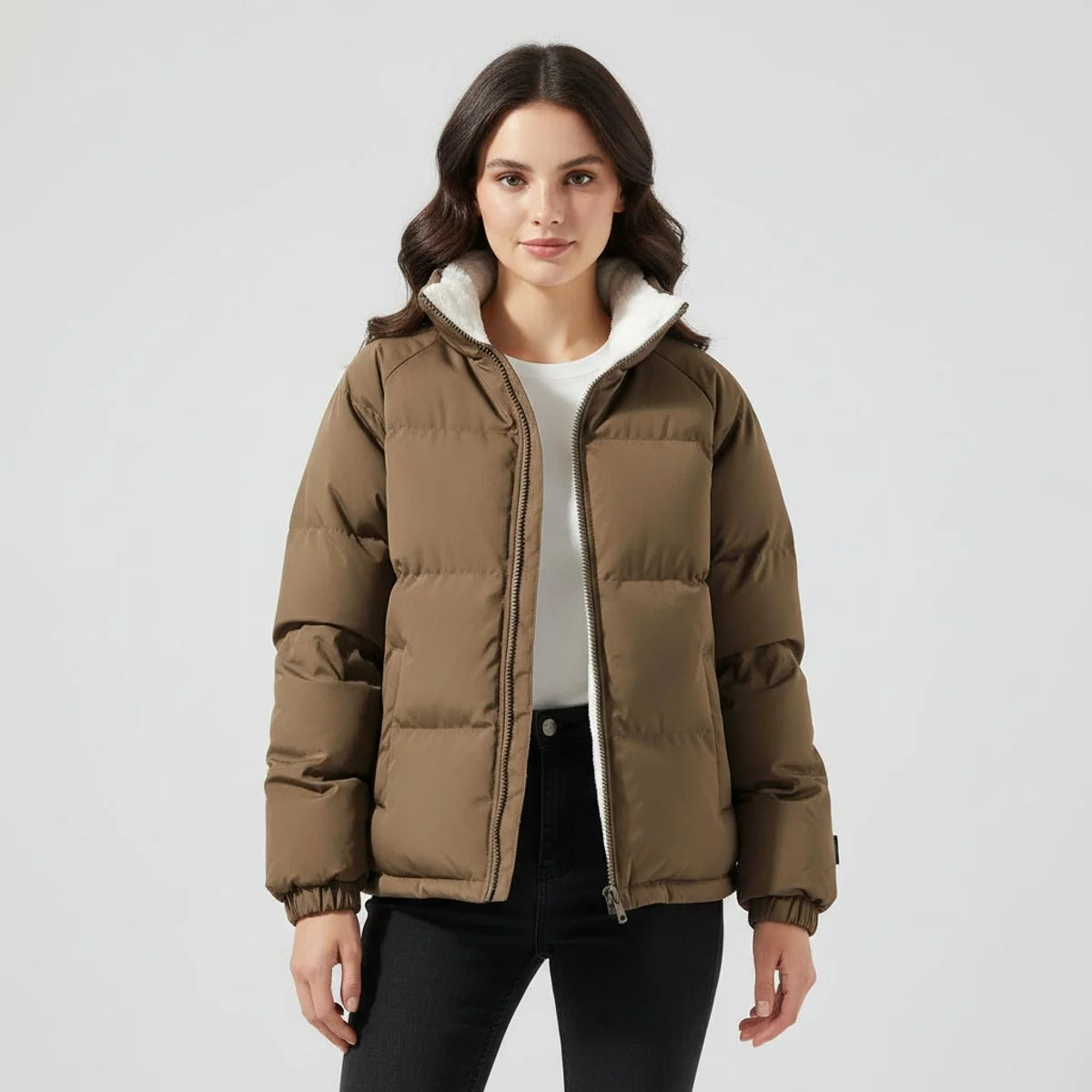 Charlotte | Winterjacke Damen Fleecegefütterte Kapuzen-Pufferjacke