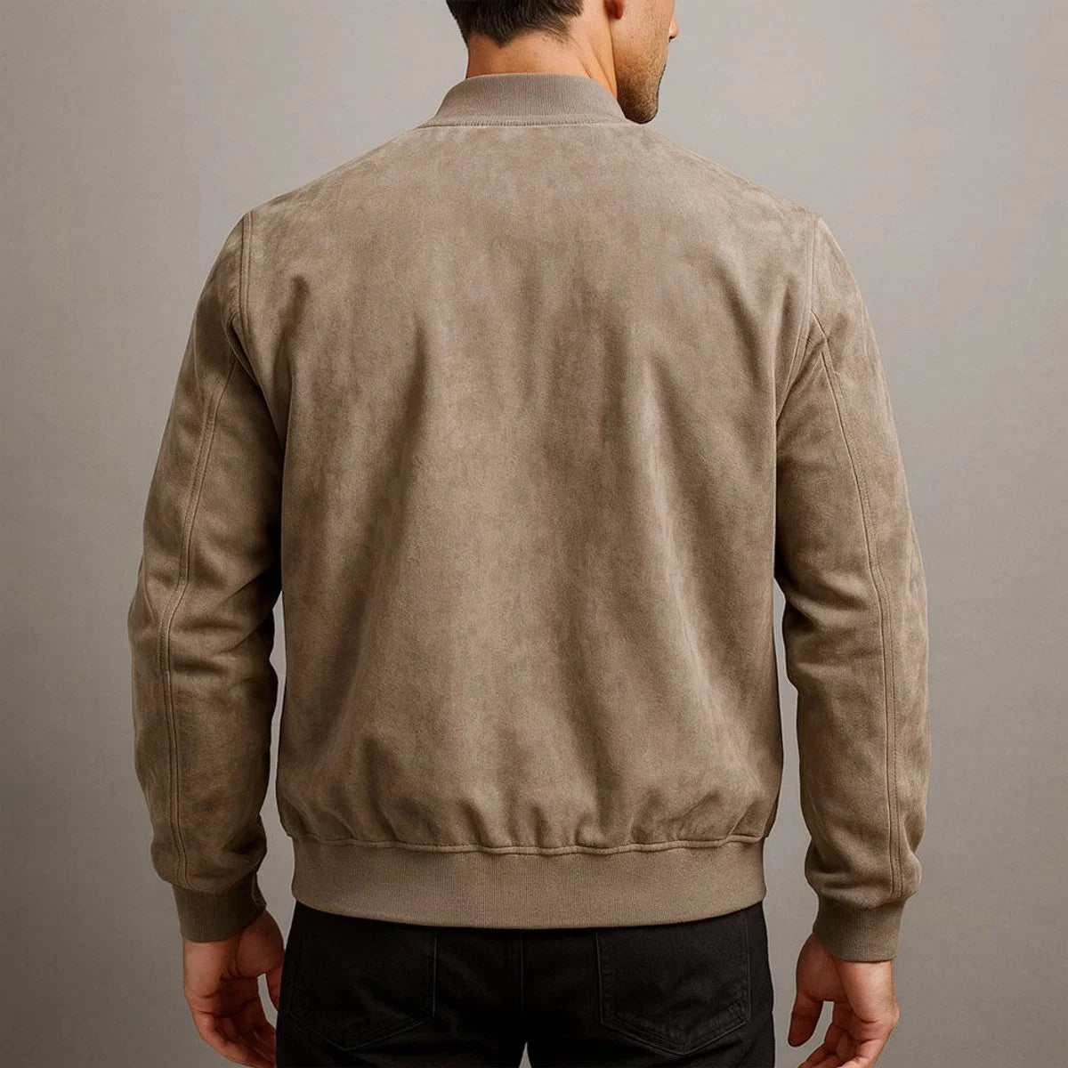 Dominik | Herren Slim-Fit Wildleder Bomber Steppjacke mit Reißverschluss