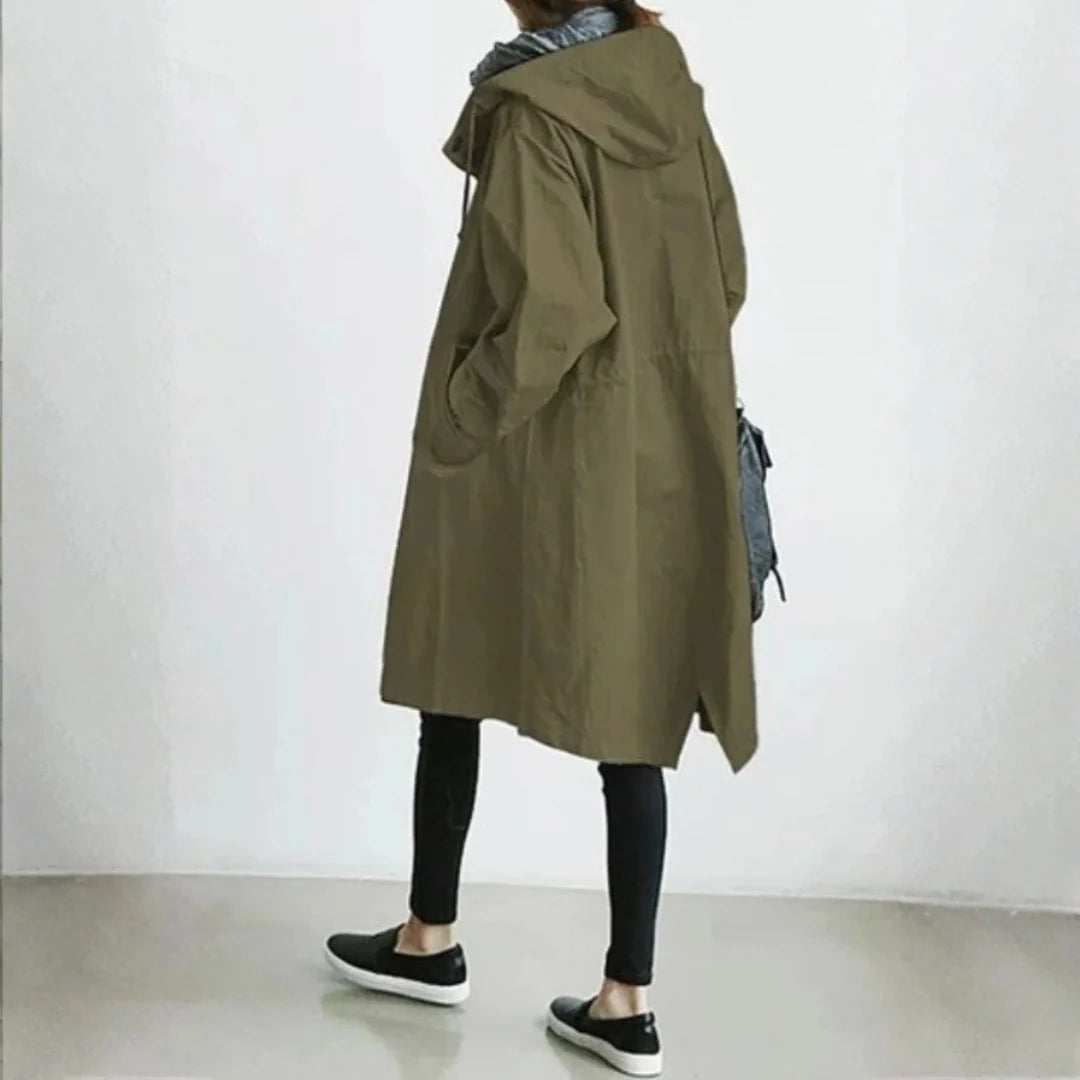 Edith | Damen langer Streetcoat mit Knopfleiste