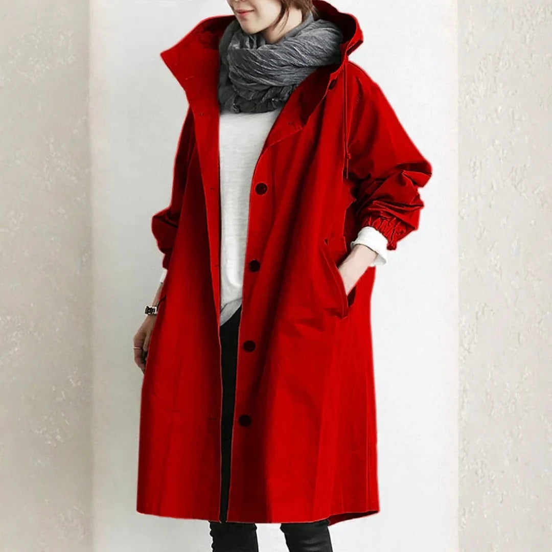Edith | Damen langer Streetcoat mit Knopfleiste