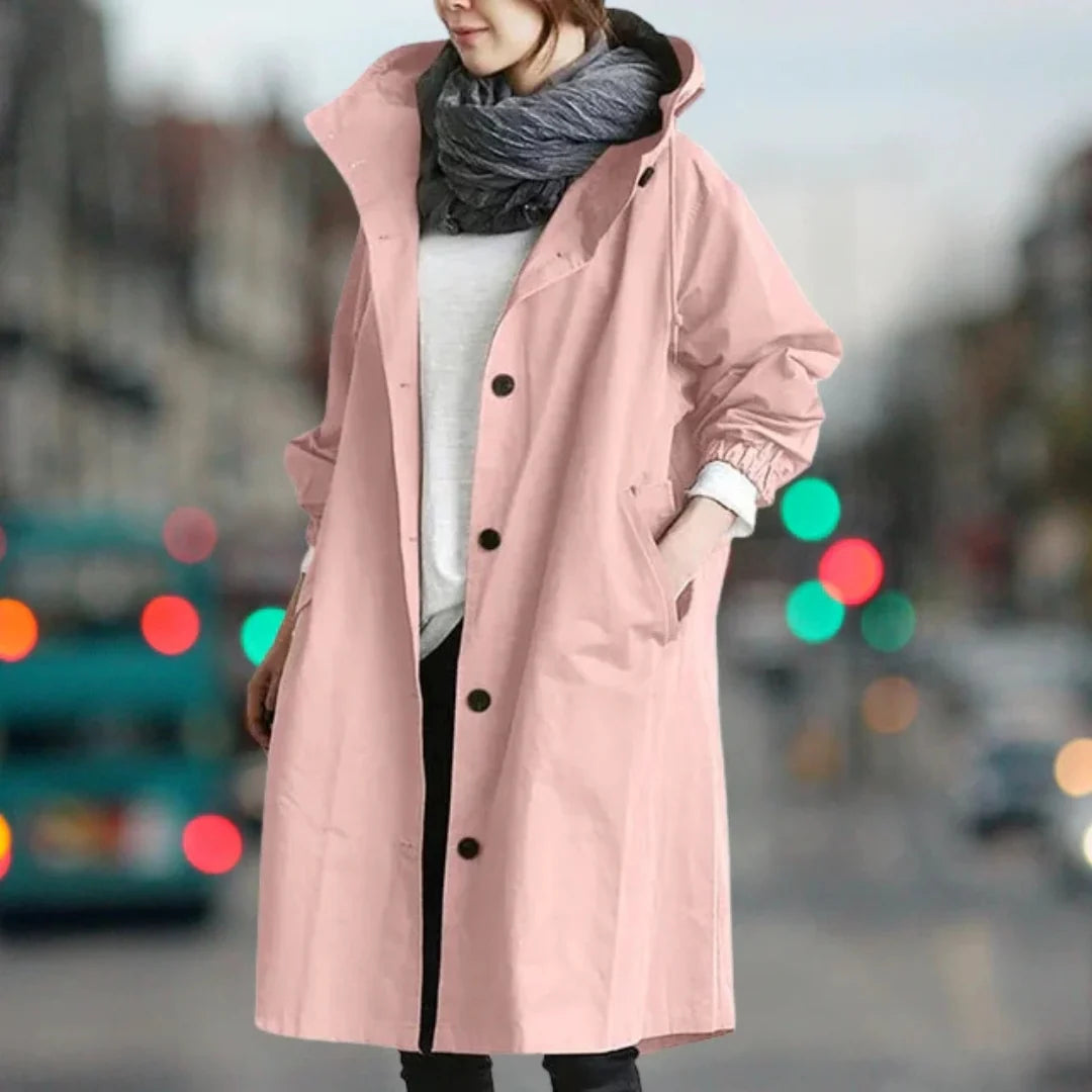 Edith | Damen langer Streetcoat mit Knopfleiste
