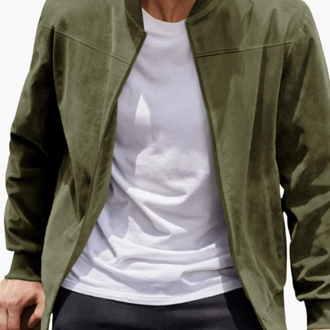 Elias | Herren Wildleder Bomber Lässige Zipper Übergangsjacke