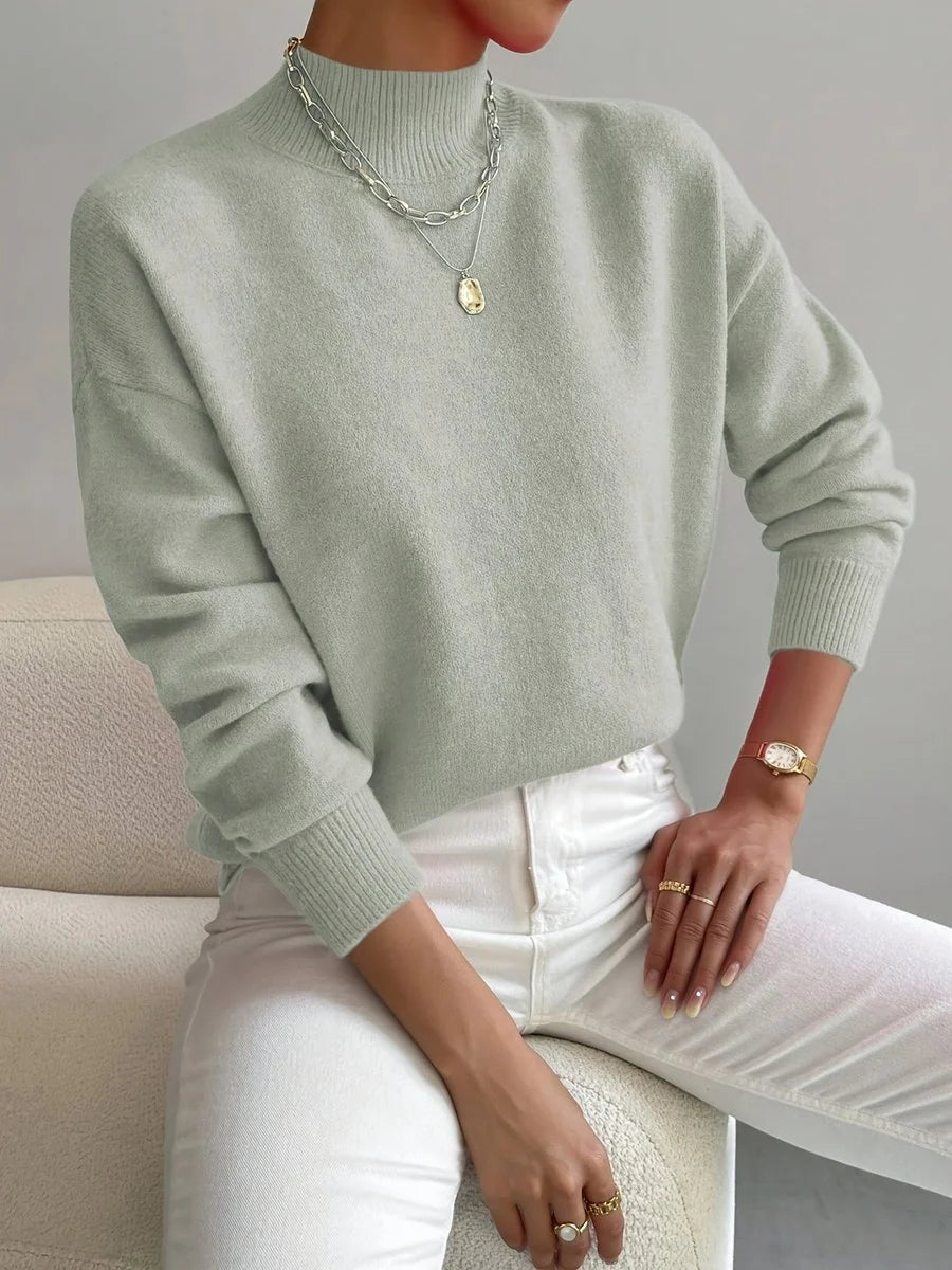Elisabeth | Damen Mock-Turtleneck Langarm Relaxed-Fit Sweater