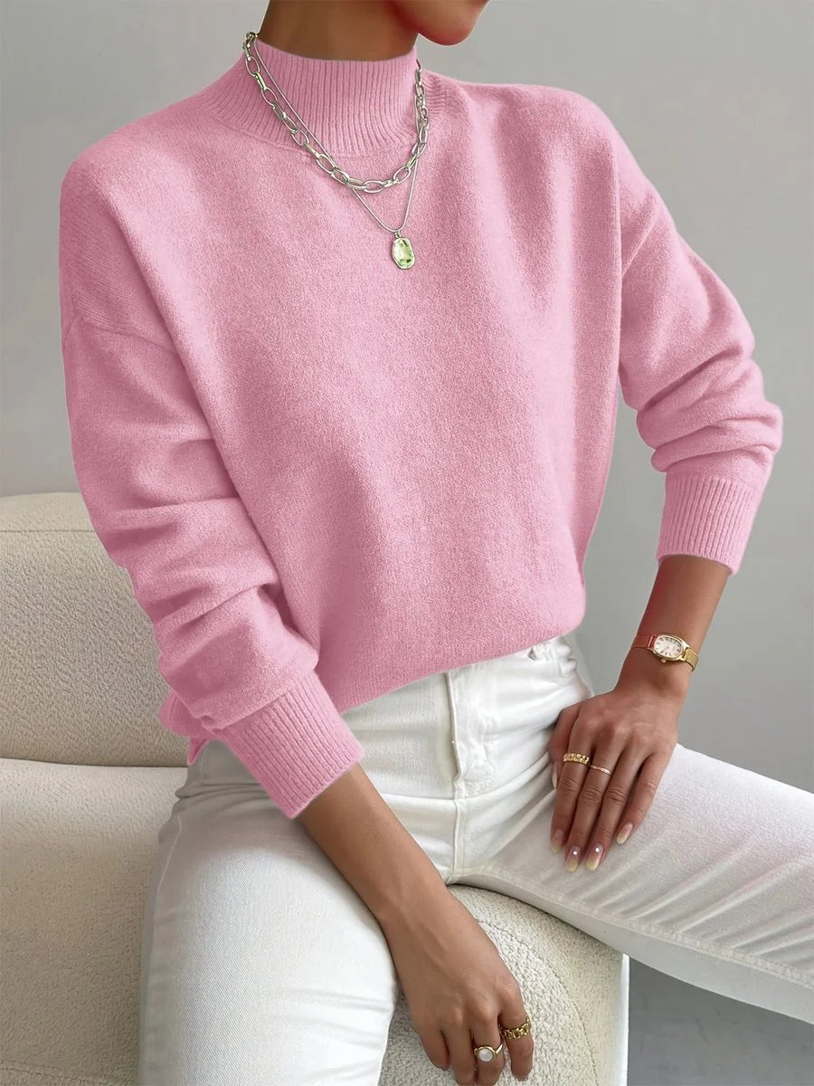 Elisabeth | Damen Mock-Turtleneck Langarm Relaxed-Fit Sweater
