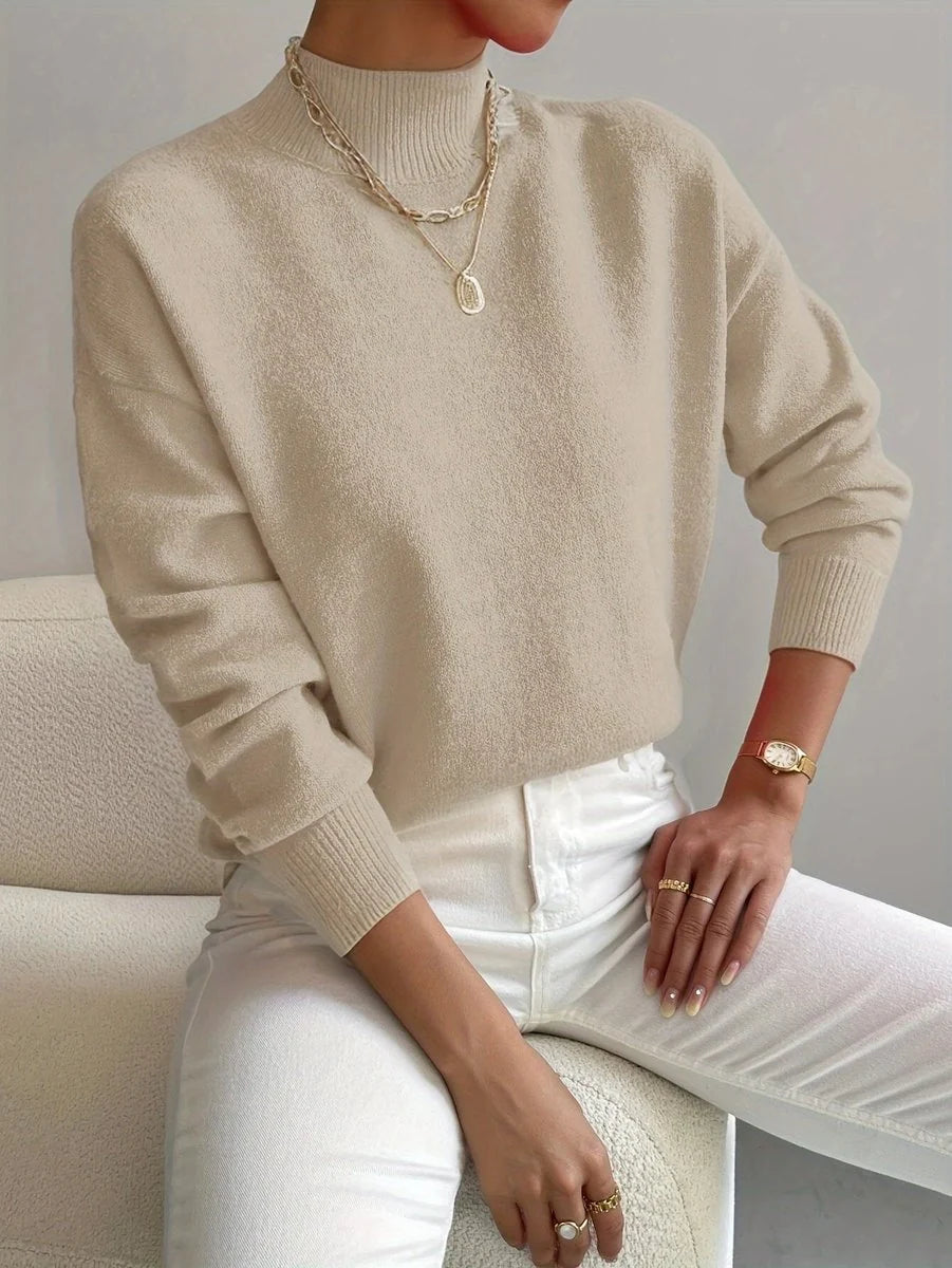 Elisabeth | Damen Mock-Turtleneck Langarm Relaxed-Fit Sweater