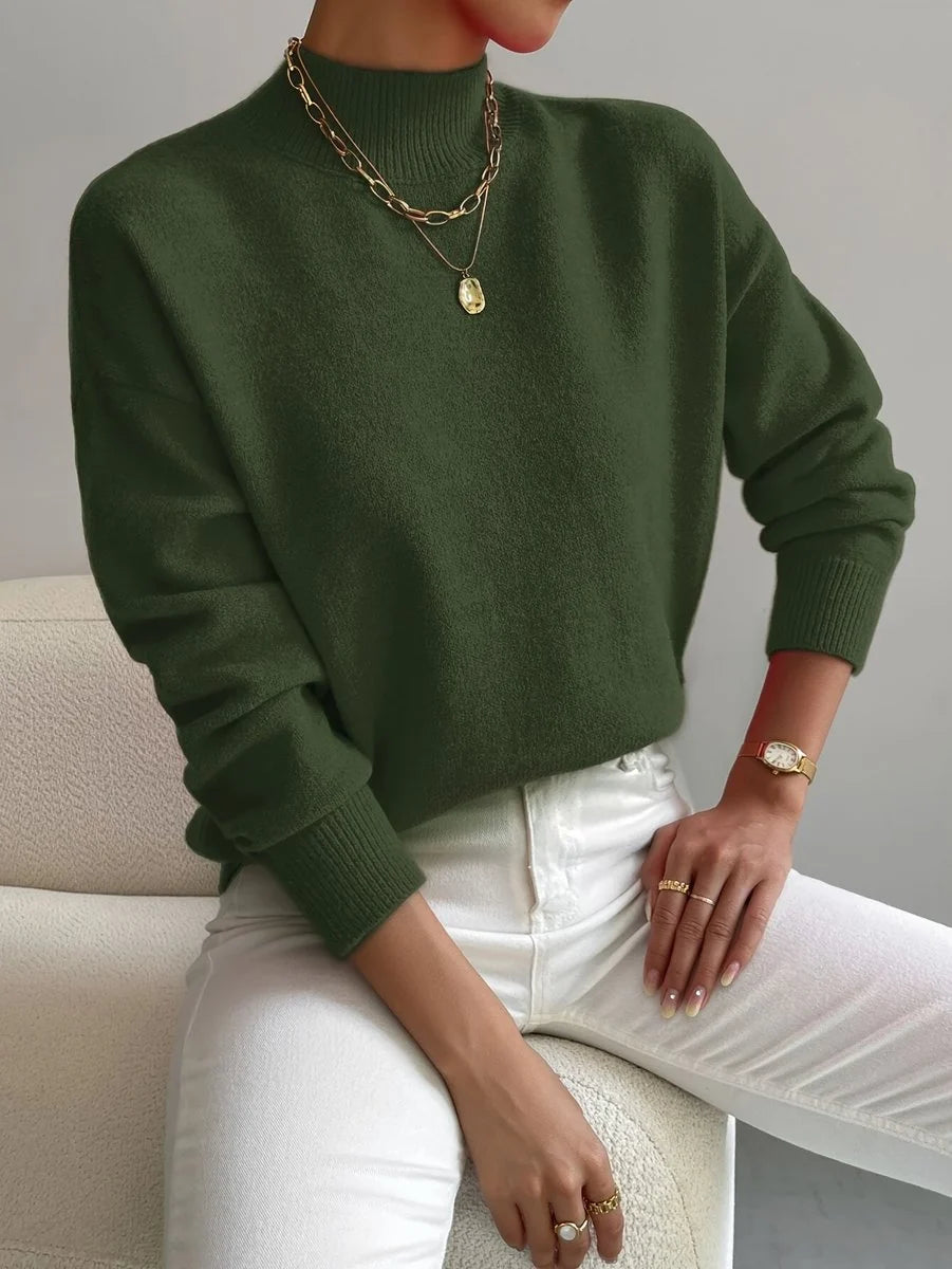 Elisabeth | Damen Mock-Turtleneck Langarm Relaxed-Fit Sweater