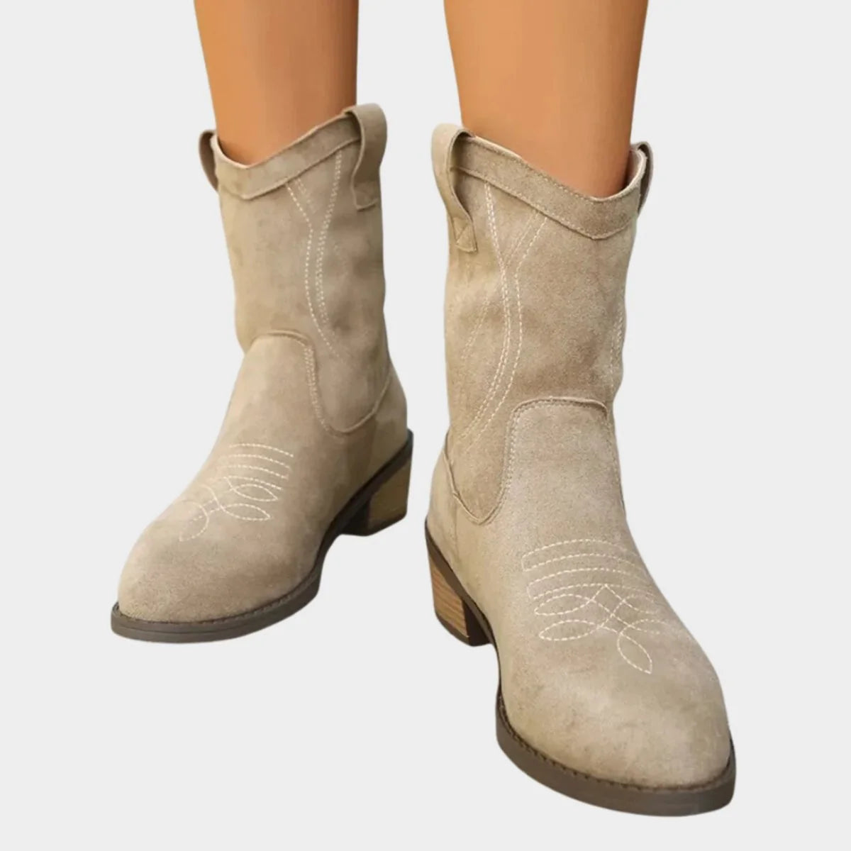 Elisabeth | Damen Western Cowboy Ankle Boots Stiefeletten mit Steppdetails