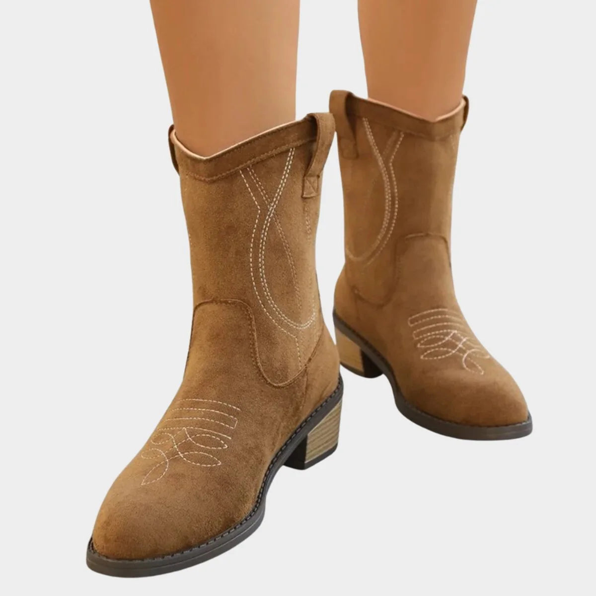 Elisabeth | Damen Western Cowboy Ankle Boots Stiefeletten mit Steppdetails