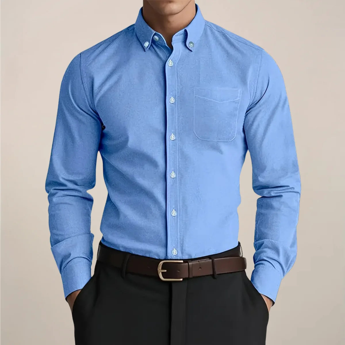 Fabian | Herren Klassisches Button-Down Langarm Hemd