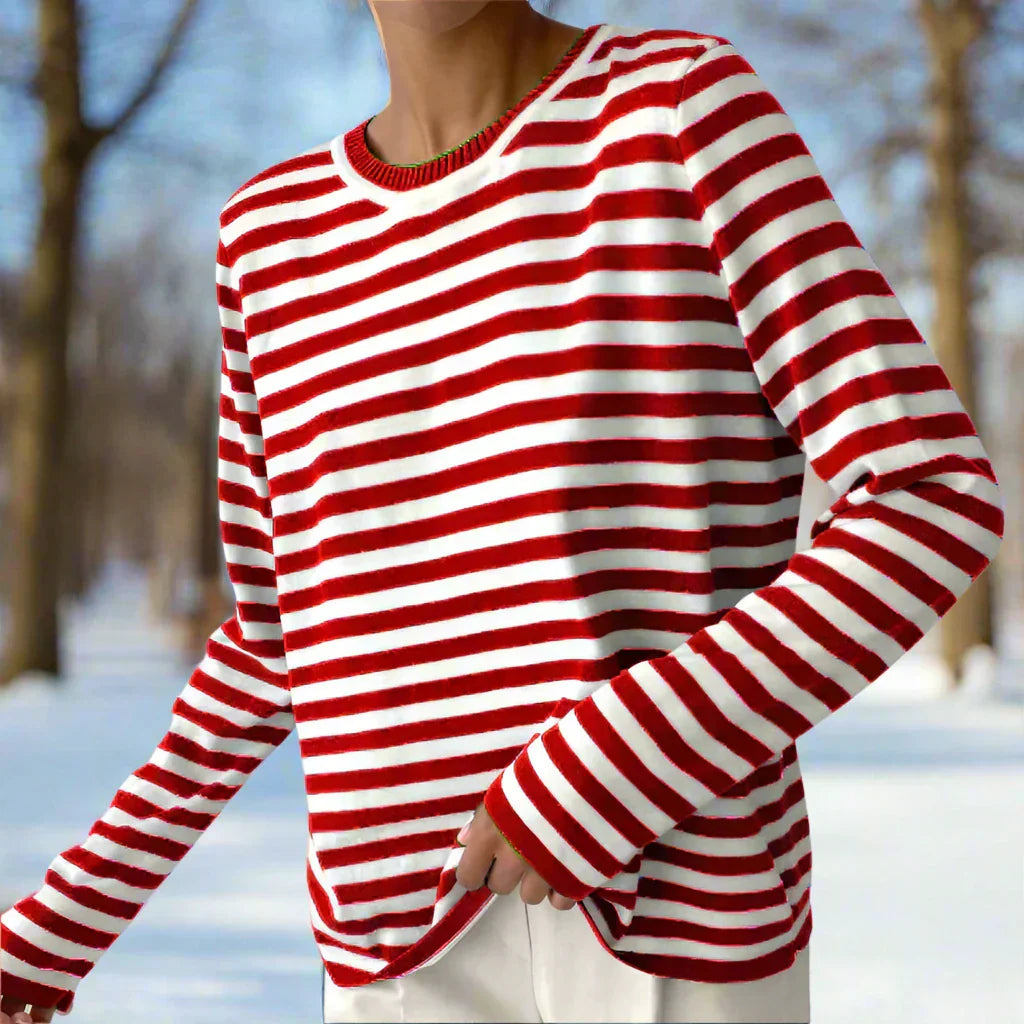 Felicia | Damen Lässiges Gestreiftes Langarmshirt