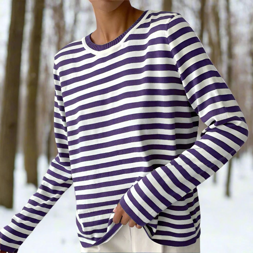 Felicia | Damen Lässiges Gestreiftes Langarmshirt