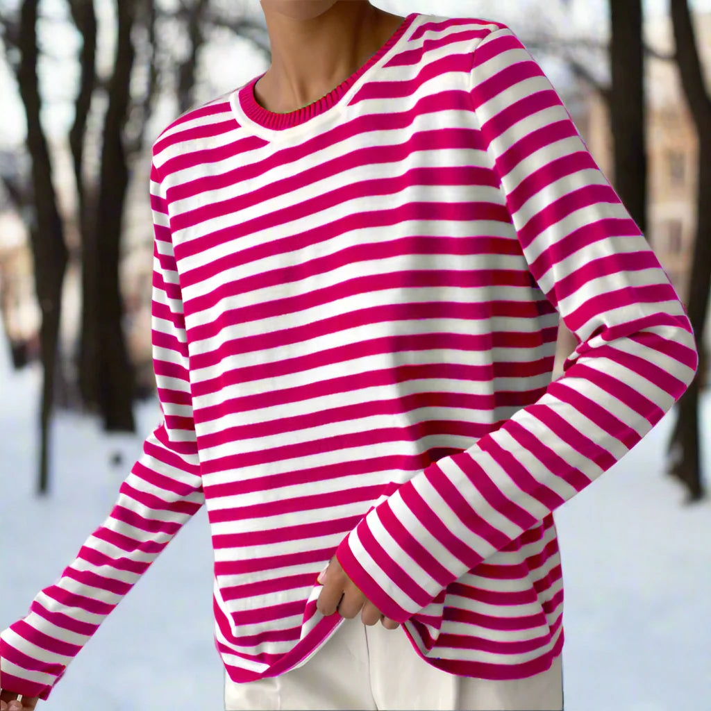 Felicia | Damen Lässiges Gestreiftes Langarmshirt