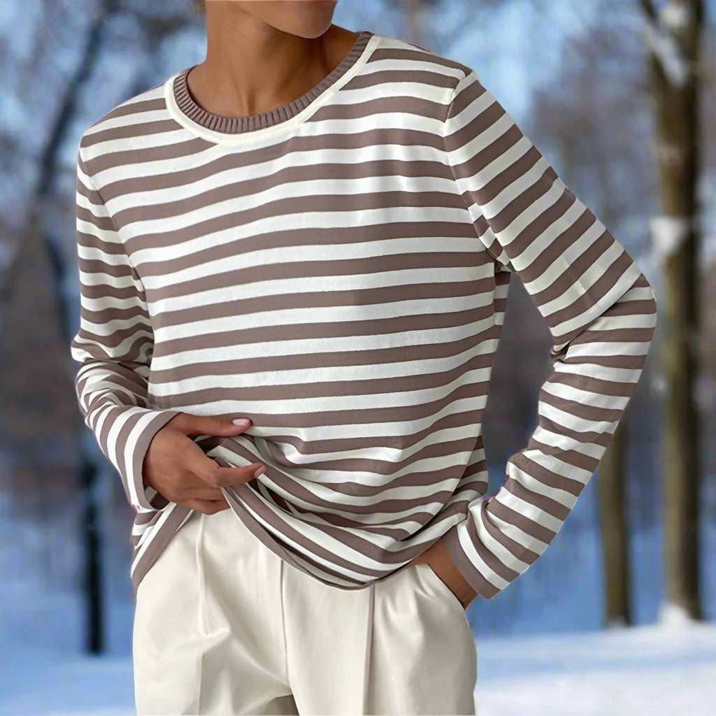 Felicia | Damen Lässiges Gestreiftes Langarmshirt