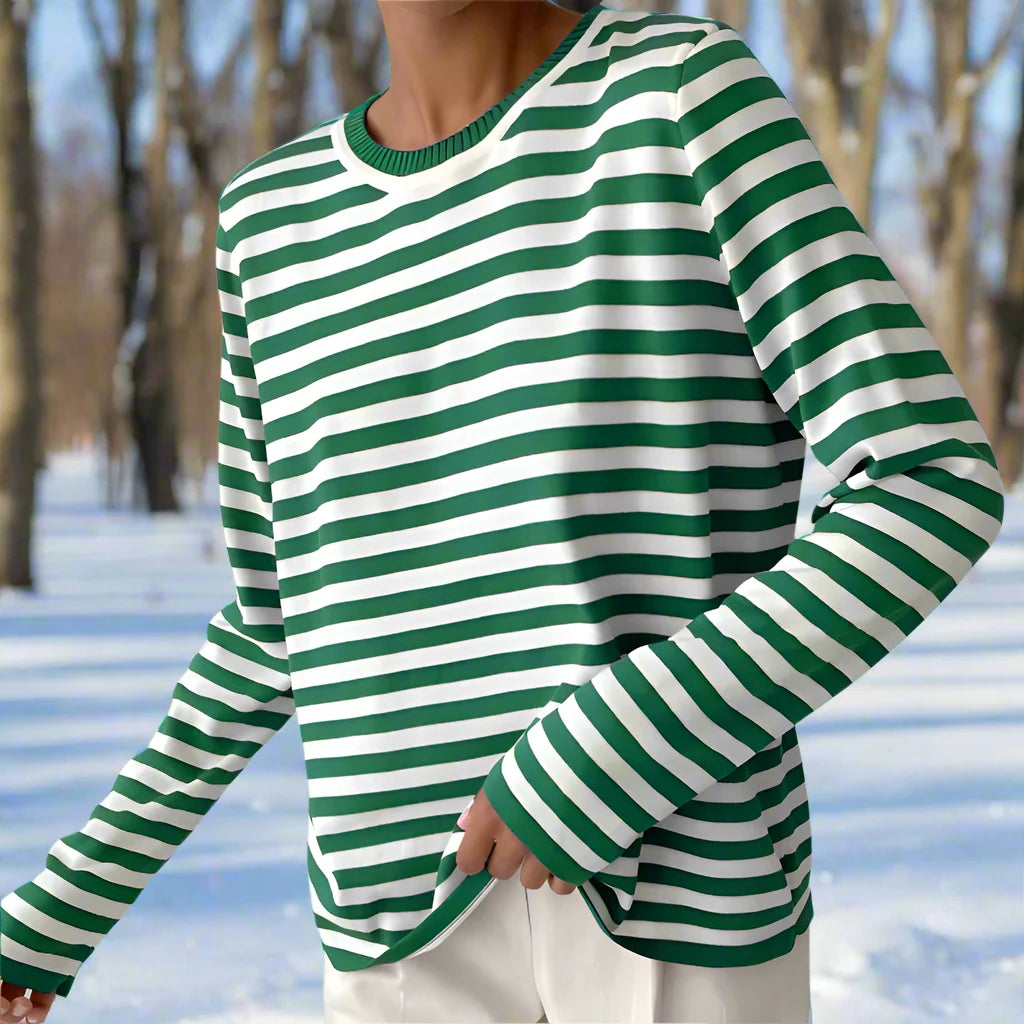 Felicia | Damen Lässiges Gestreiftes Langarmshirt
