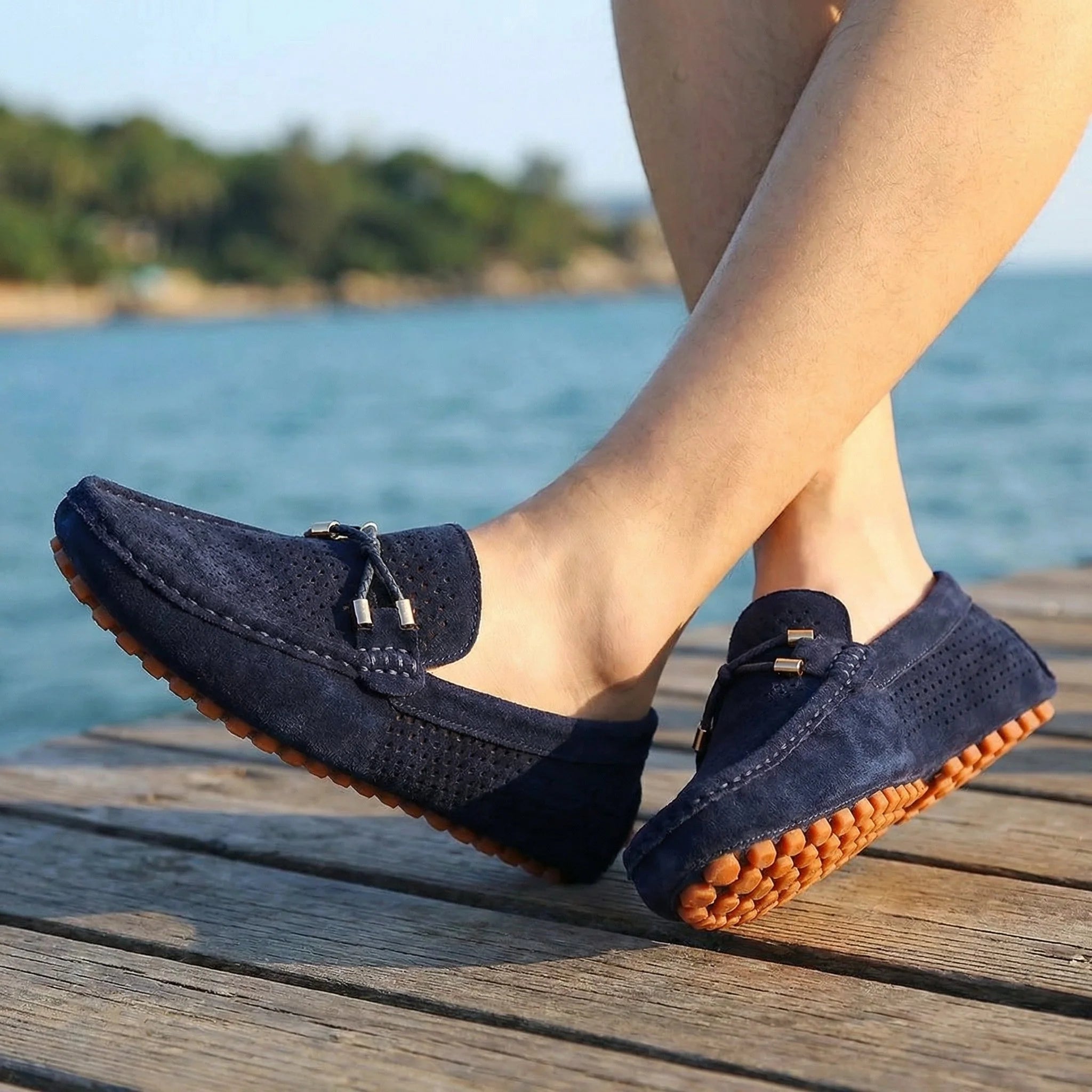 Florian | Herren Perforierte Wildleder Slip-On Loafer