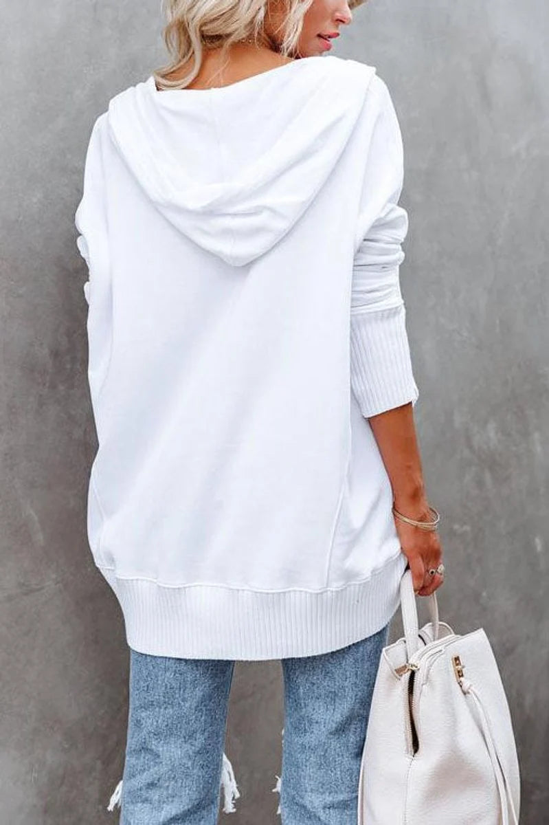 Frieda | Damen Kapuzen-Tunika Langarm Oversized Hoodie Pullover