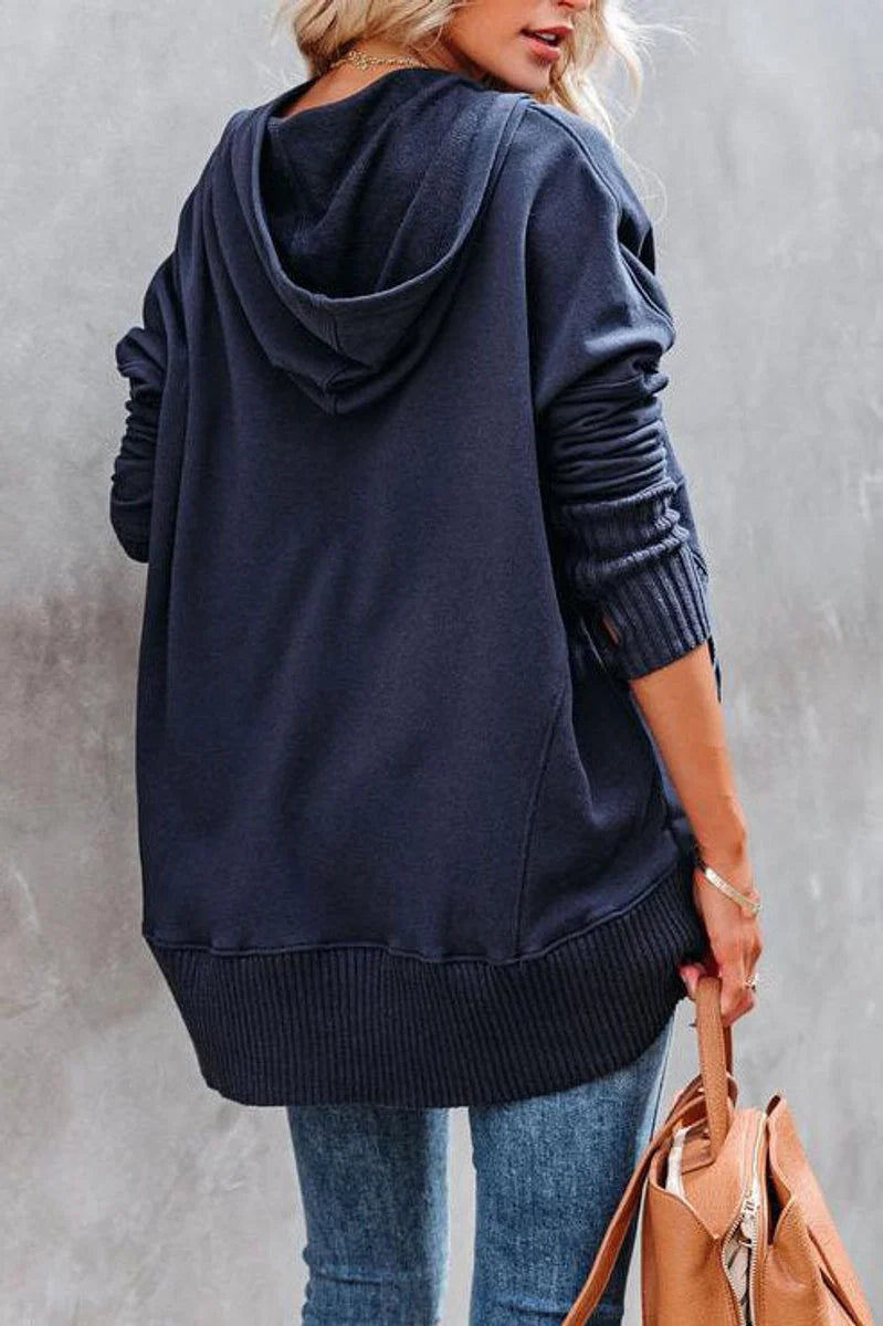 Frieda | Damen Kapuzen-Tunika Langarm Oversized Hoodie Pullover