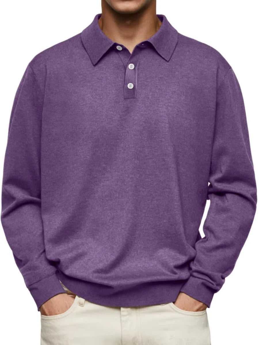 Nuana | Herren Langarm-Polo Sweatshirt Knopfleiste Klassischer Schnitt