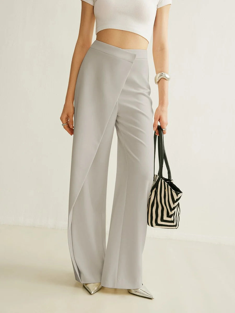 Johanna | Damen High-Waist Asymmetrische Wide Leg Pants mit Wickelfront