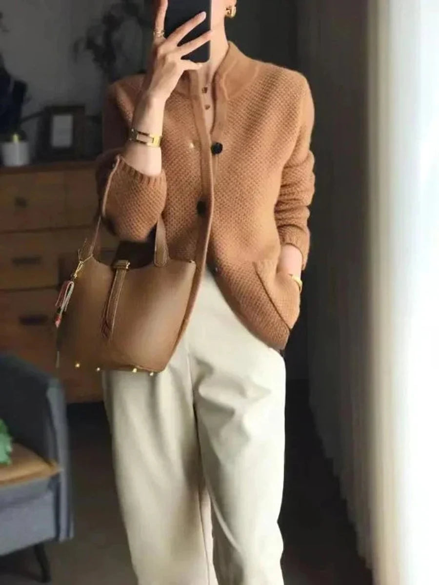 Johanna | Damen Kaschmirwolle Strickjacke Cardigan mit Knopfleiste