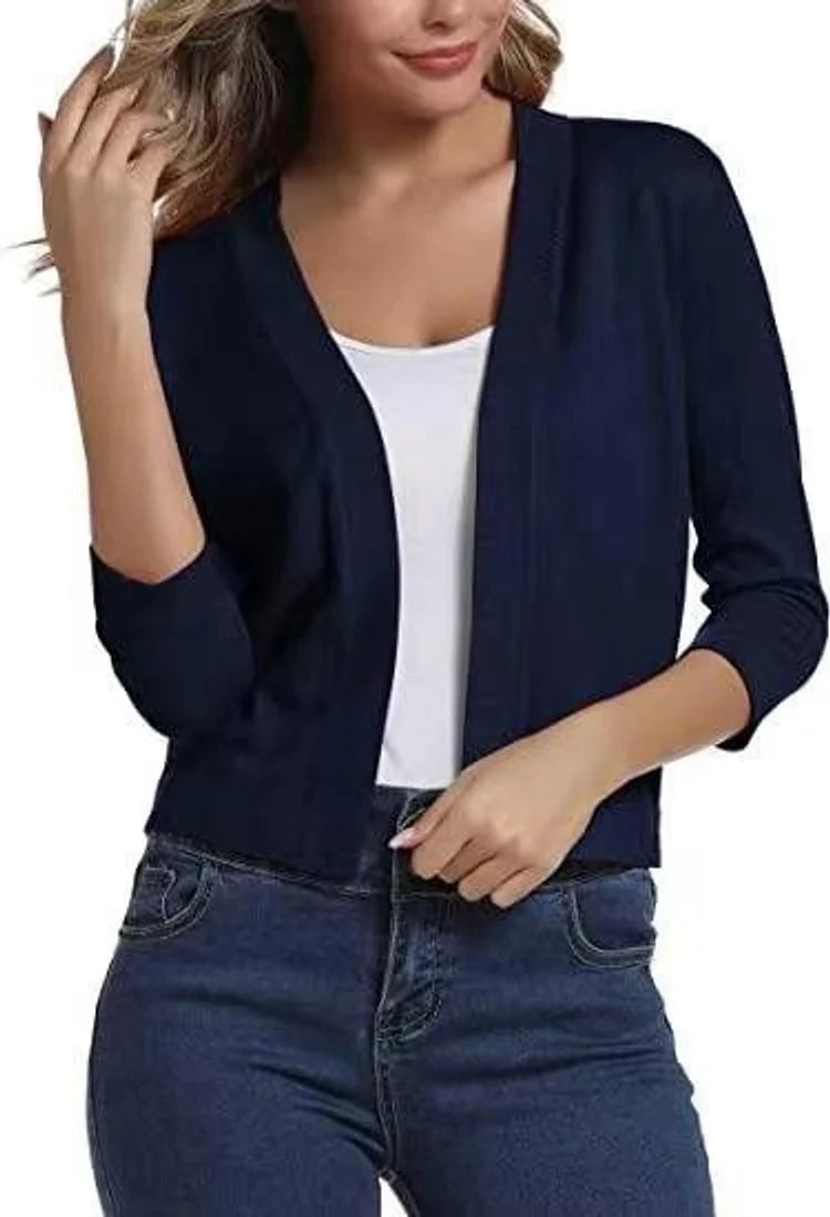 Katharina | Damen Offener Kurzjacken-Cardigan mit 3/4-Ärmeln