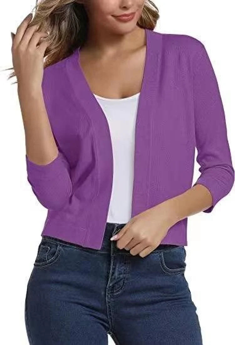 Katharina | Damen Offener Kurzjacken-Cardigan mit 3/4-Ärmeln