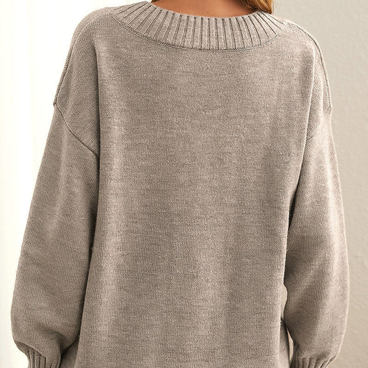 Katharina | Strickpullover Damen Weicher V-Ausschnitt Oversized Longpullover