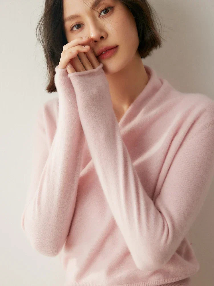 Laura | Damen Eleganter Wickelpullover Mit Überkreuztem Design