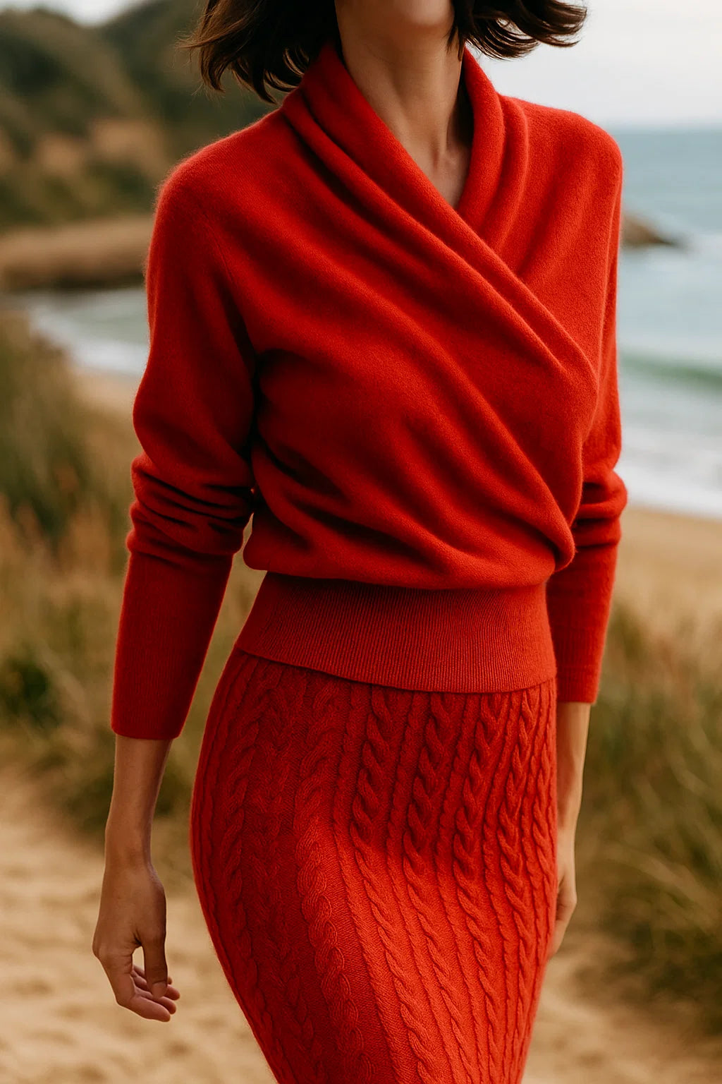 Laura | Damen Eleganter Wickelpullover Mit Überkreuztem Design