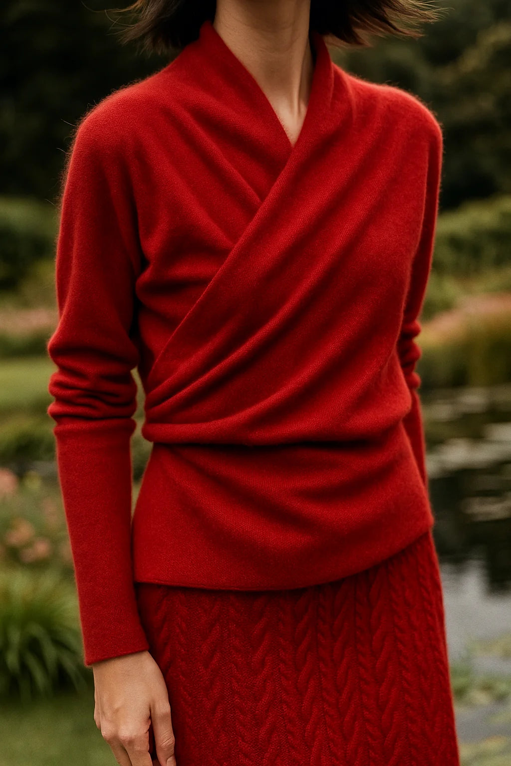 Laura | Damen Eleganter Wickelpullover Mit Überkreuztem Design