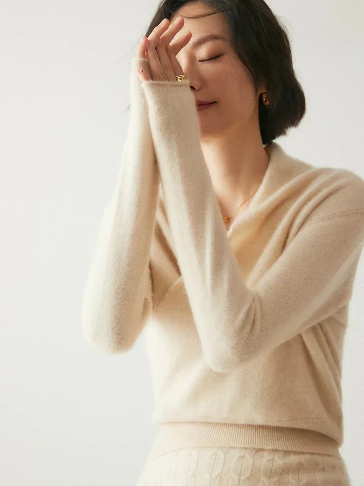 Laura | Damen Eleganter Wickelpullover Mit Überkreuztem Design