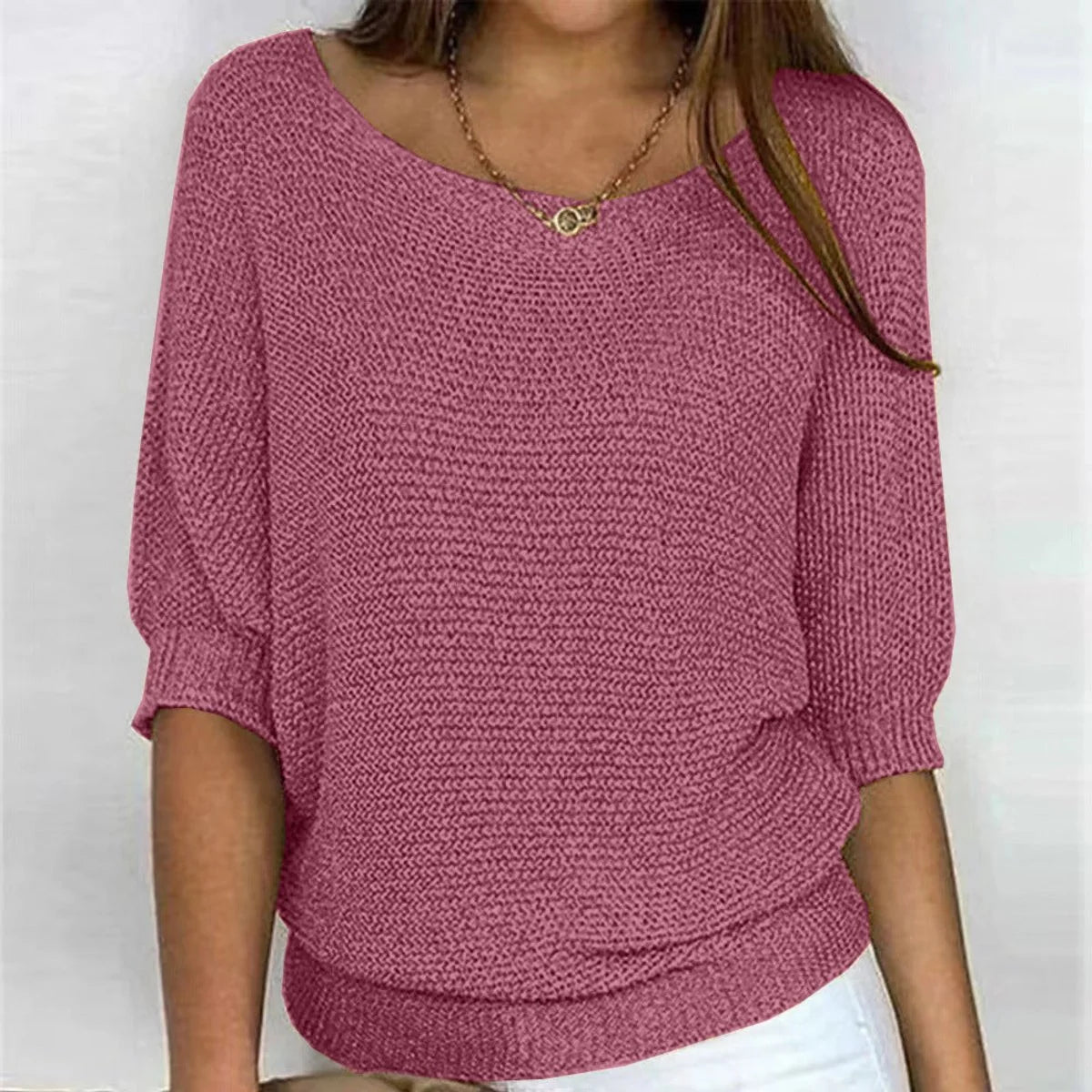 Lena | Damen Strickpullover Lässiger Oversize-Sweater mit Fledermausärmeln