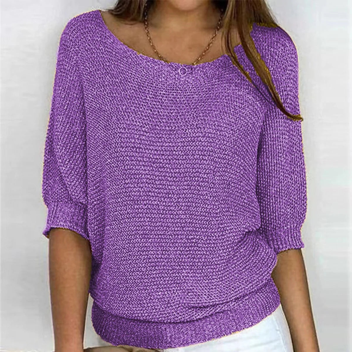 Lena | Damen Strickpullover Lässiger Oversize-Sweater mit Fledermausärmeln