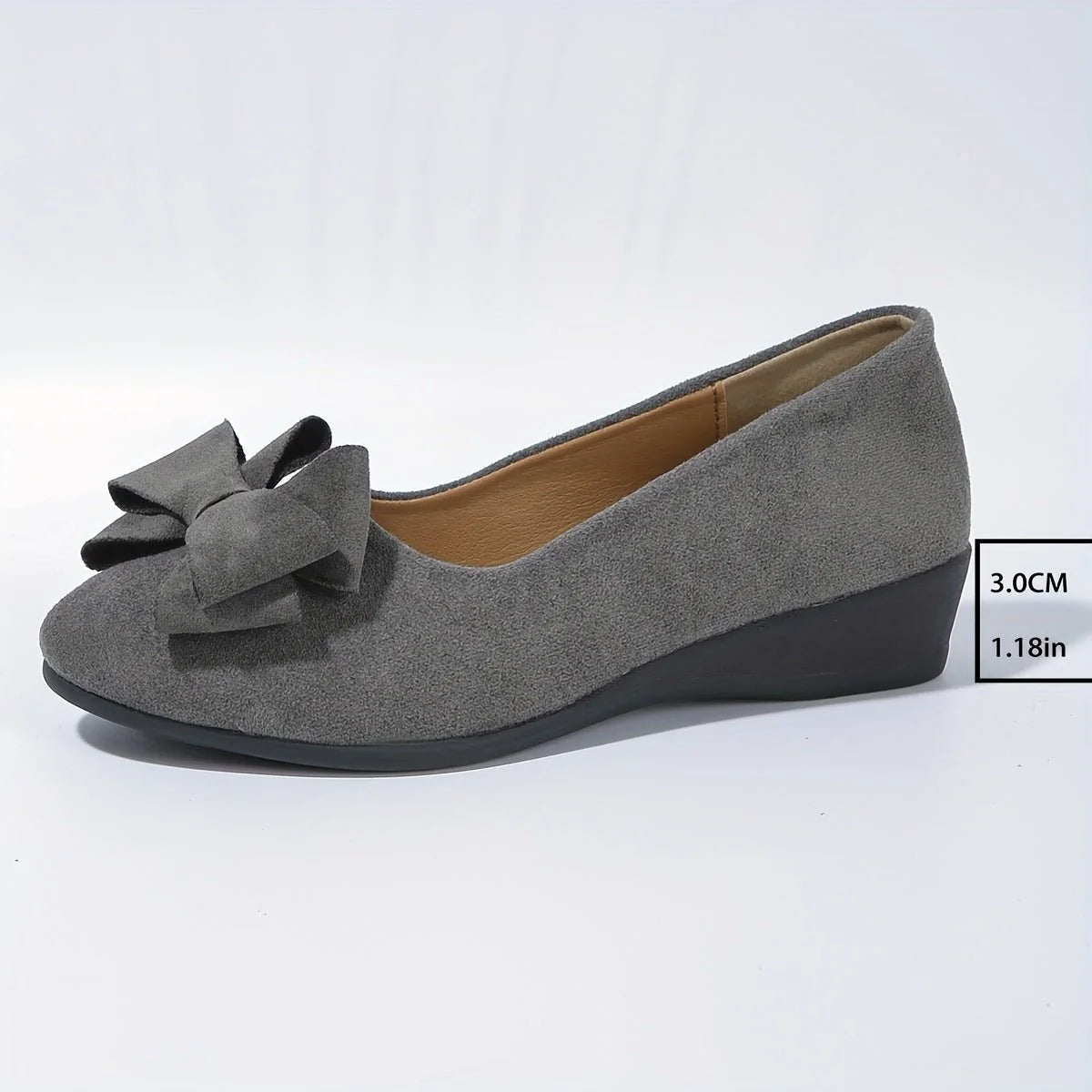 Lena | Damen Wildlederoptik Schleife Gepolsterte Slip-On Ballerinas