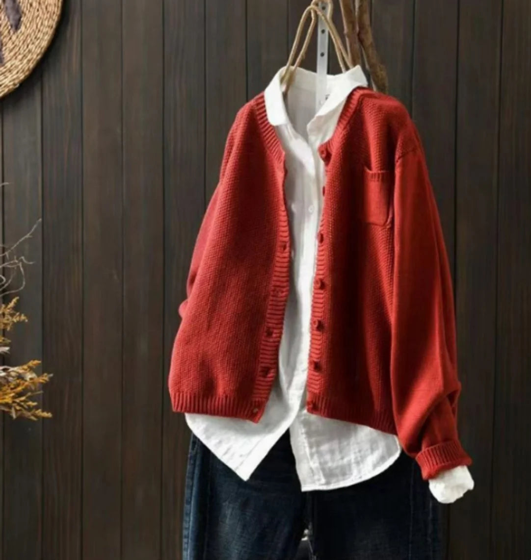 Luisa | Damen Oversize Strick-Cardigan mit Knopfleiste und Taschen